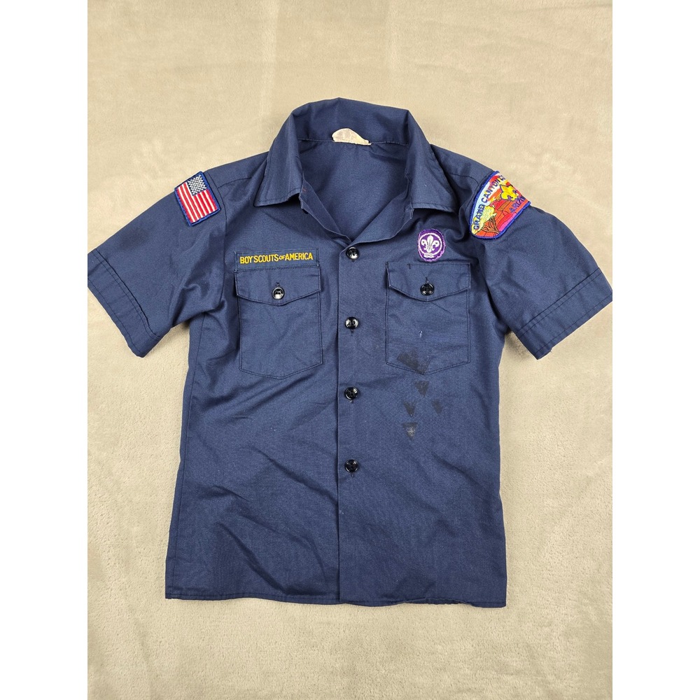 Boy Scouts of America Official Shirt Youth 12 Blue‎ Short Sleeve Patches Council